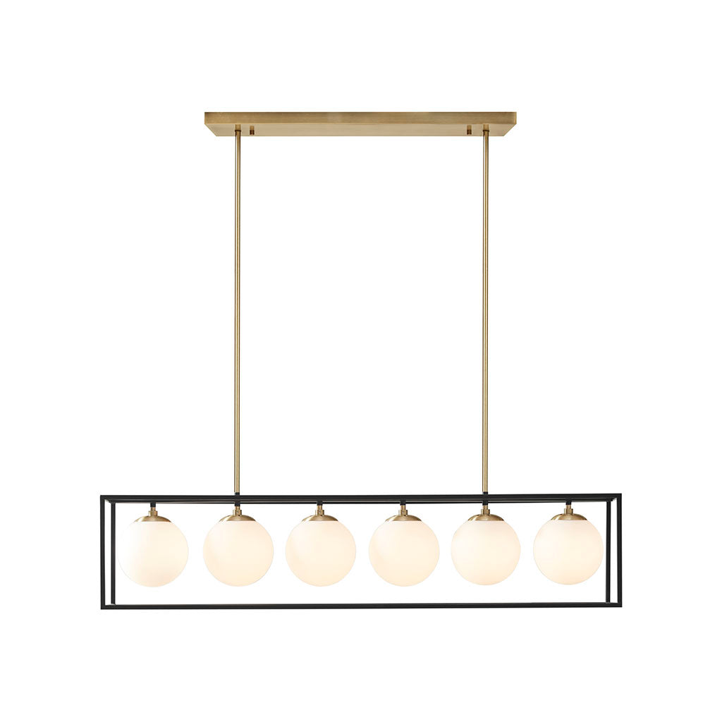 Helena 6-Light Frosted Glass Globe Linear Chandelier