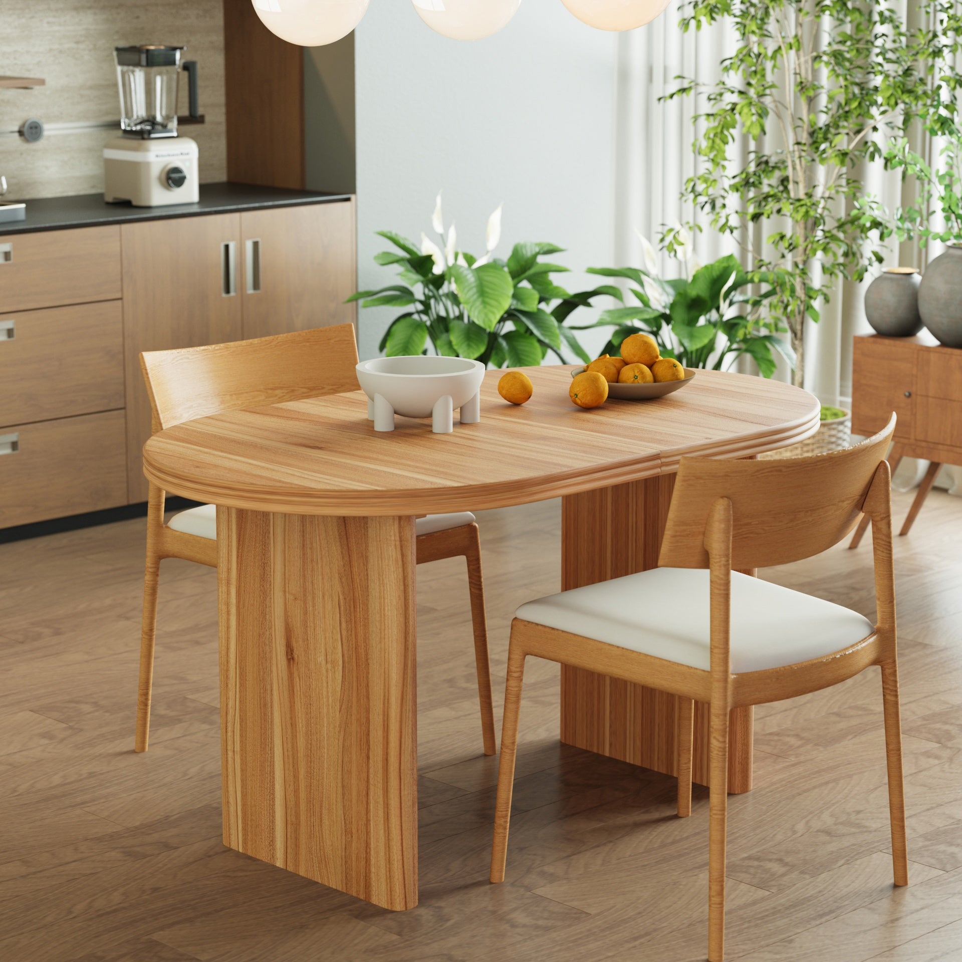 55.12"-70.87"Modern Extendable Dining Table with removable extension leaves,Mid-century modern style home table,Suitable for dining rooms, kitchens, and living rooms,Natural Walnut