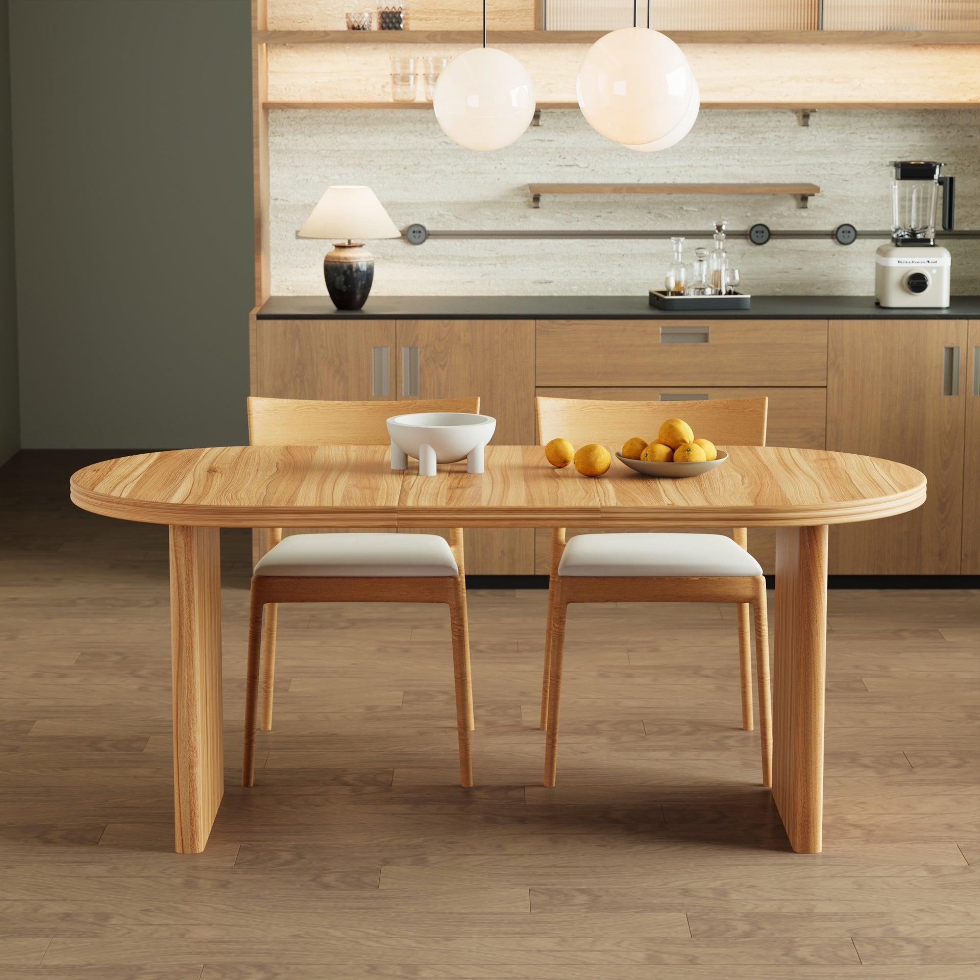 55.12"-70.87"Modern Extendable Dining Table with removable extension leaves,Mid-century modern style home table,Suitable for dining rooms, kitchens, and living rooms,Natural Walnut