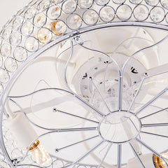20'' Crystal Ceiling Fans with  Remote,  Flush Mount Ceiling Fan with Light,  Chandelier Fan 6 Speed DC Motor Reversible Ceiling Fan For  Living Room Bedroom.--NOT INCLUDED BULB