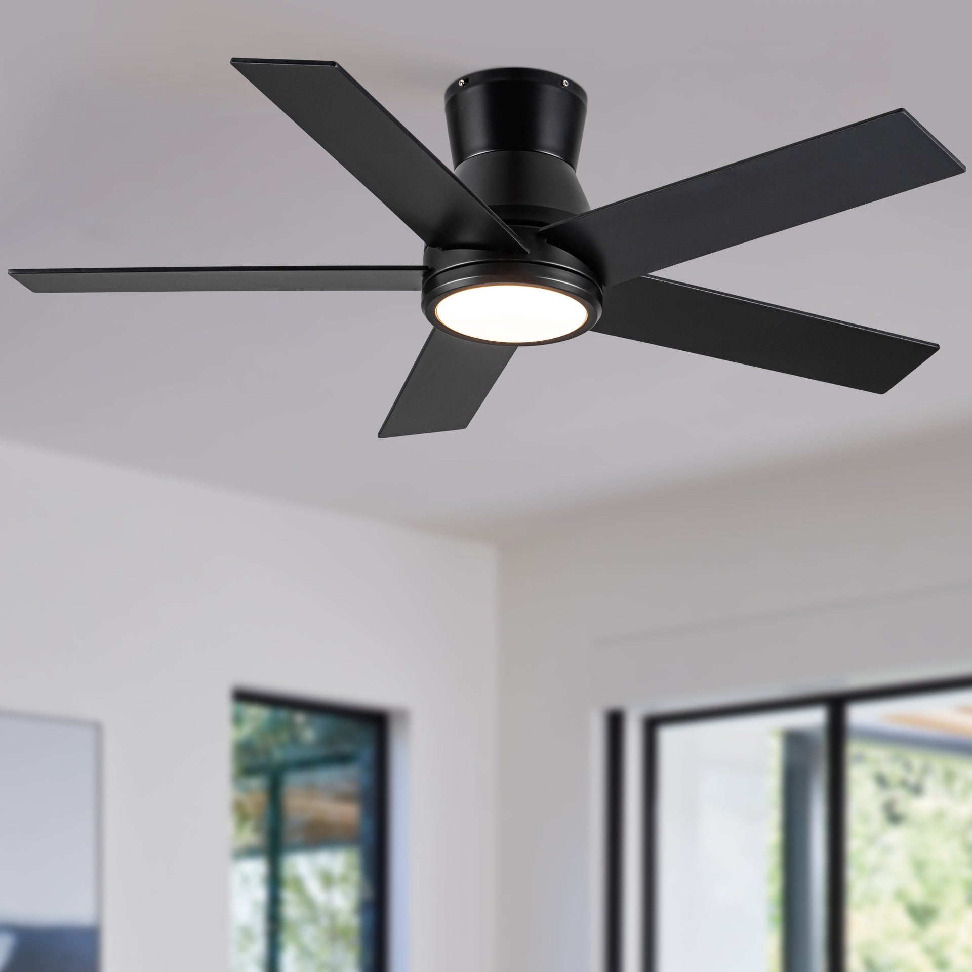 52" Black Lowe Profile Ceiling Fan with Light