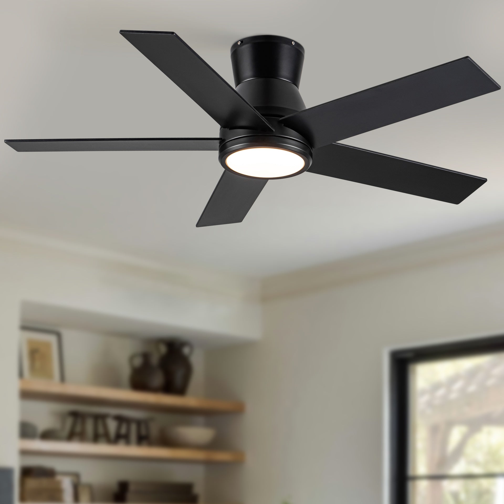 52" Black Lowe Profile Ceiling Fan with Light