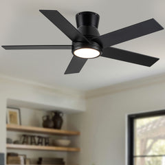 52" Black Lowe Profile Ceiling Fan with Light