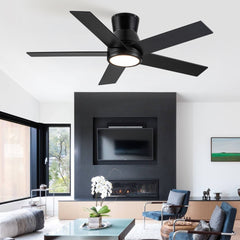 52" Black Lowe Profile Ceiling Fan with Light