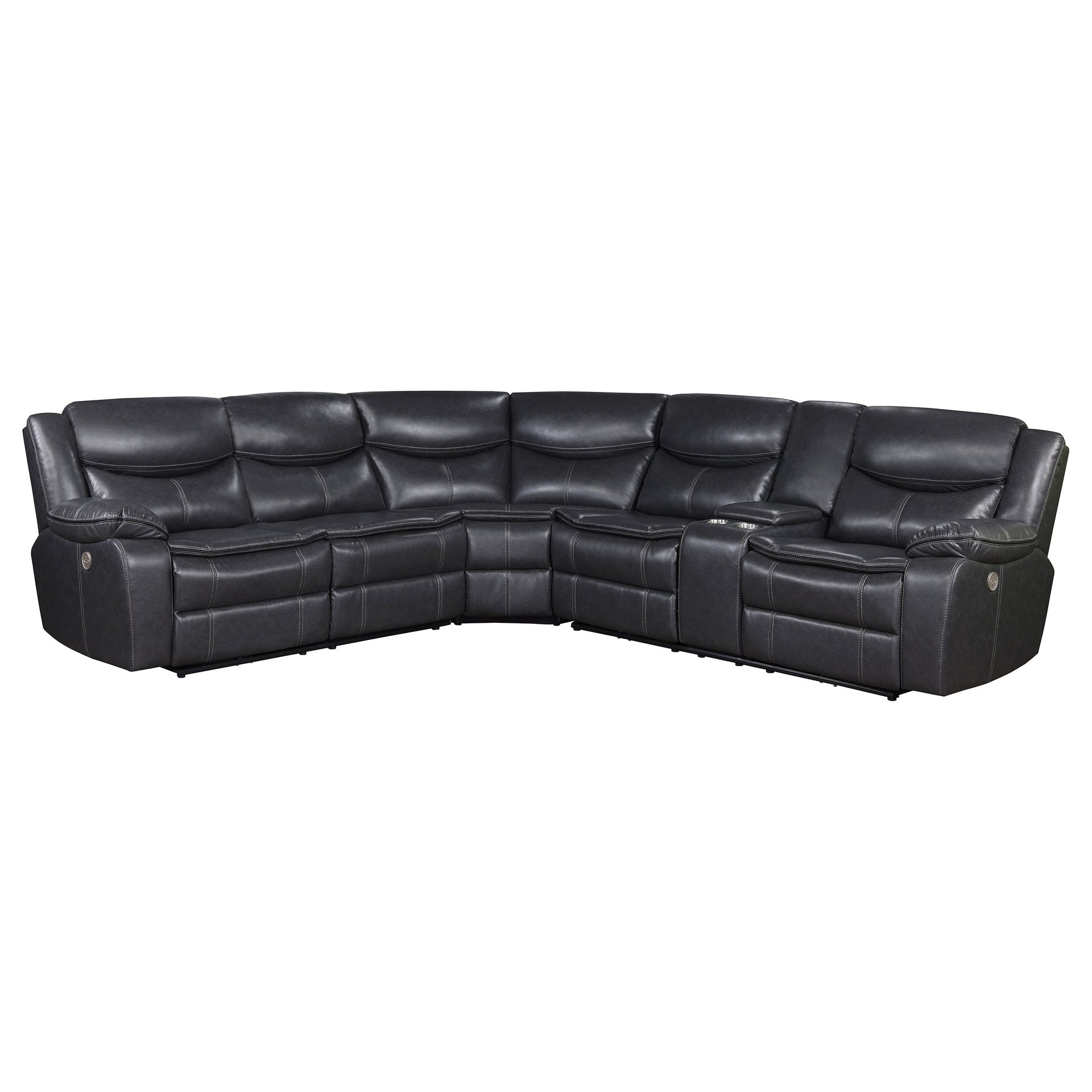 Salerno Grey Upholstered Power Reclining Sectional Sofa