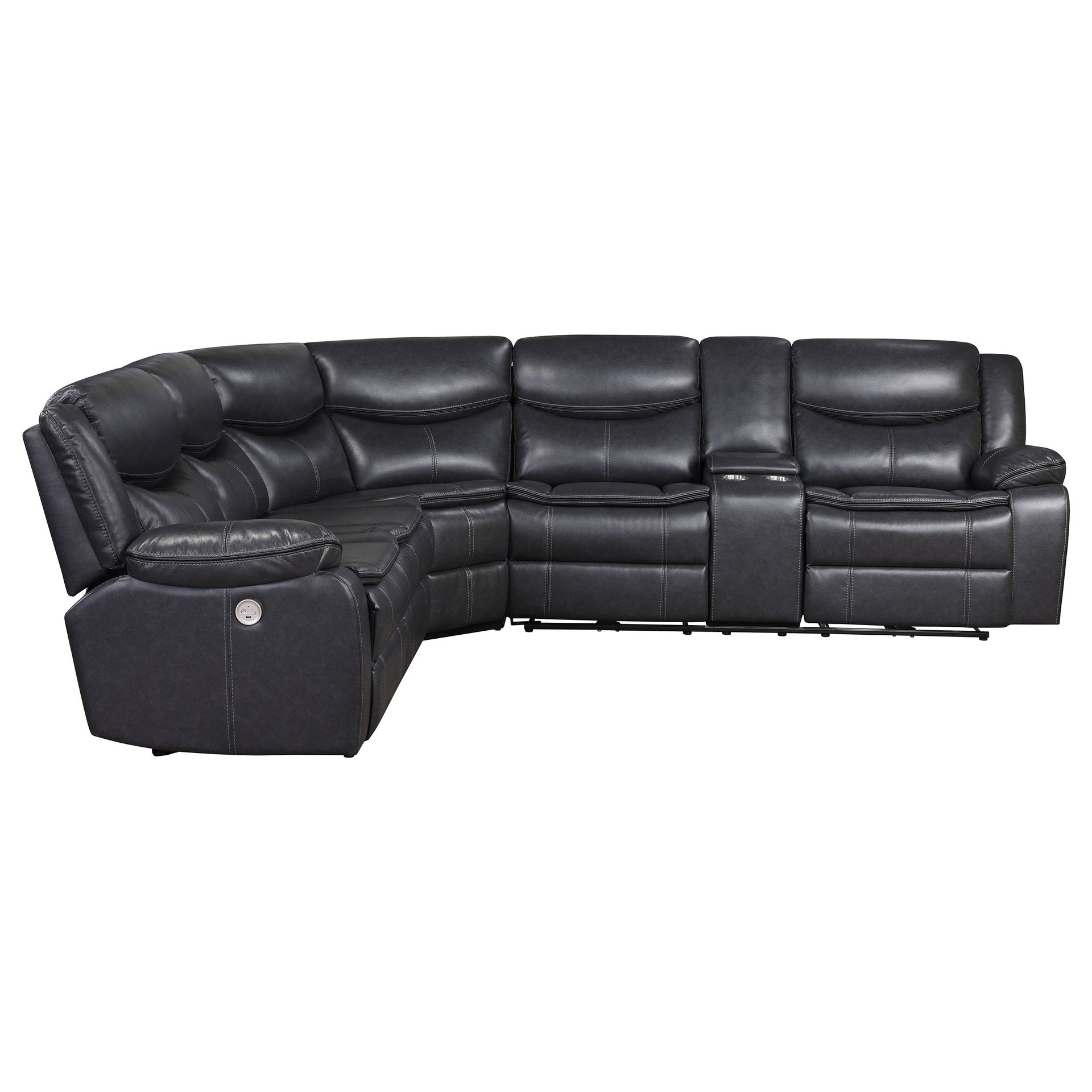 Salerno Grey Upholstered Power Reclining Sectional Sofa