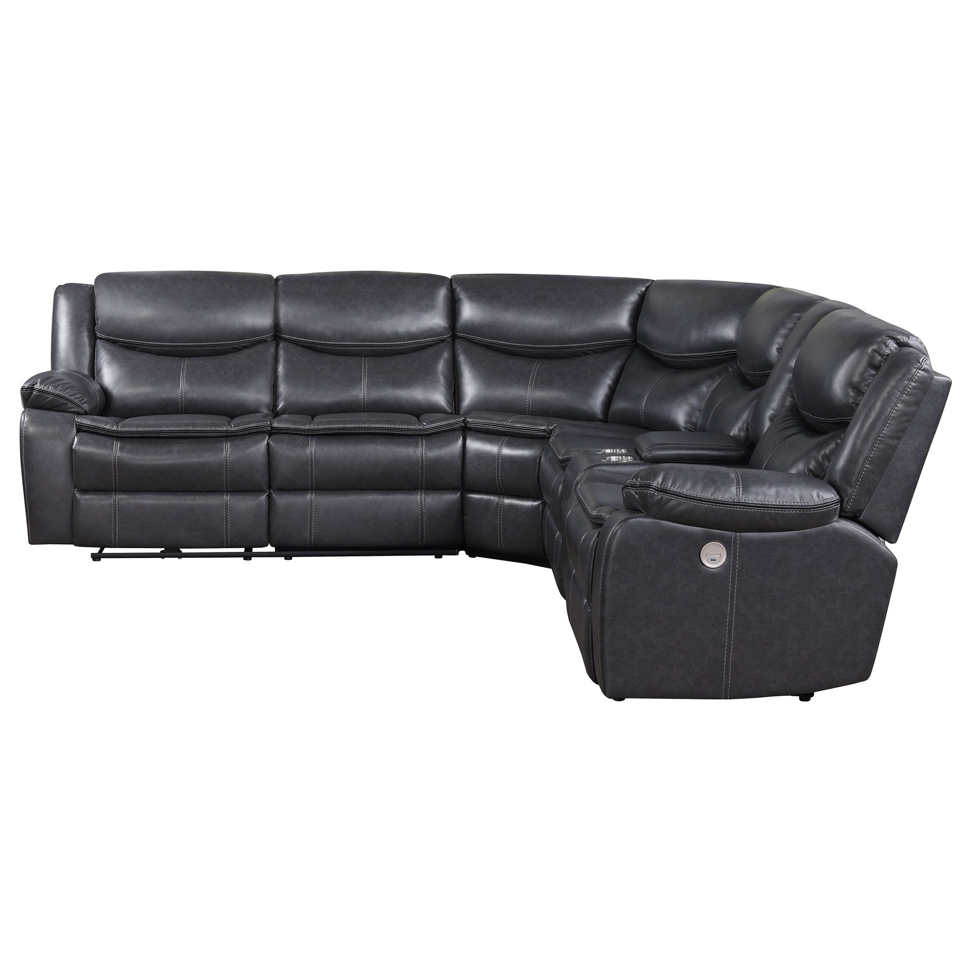 Salerno Grey Upholstered Power Reclining Sectional Sofa