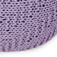 Bordeaux  Knitted Cotton Round Pouf, Lavender