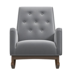 Premium Demetrius Light Grey Fabric Solid Wood Rocking Chair for Living Room and Nursery 36.6"H x 27.5"W x 39"D or Living Room Bedroom Reading