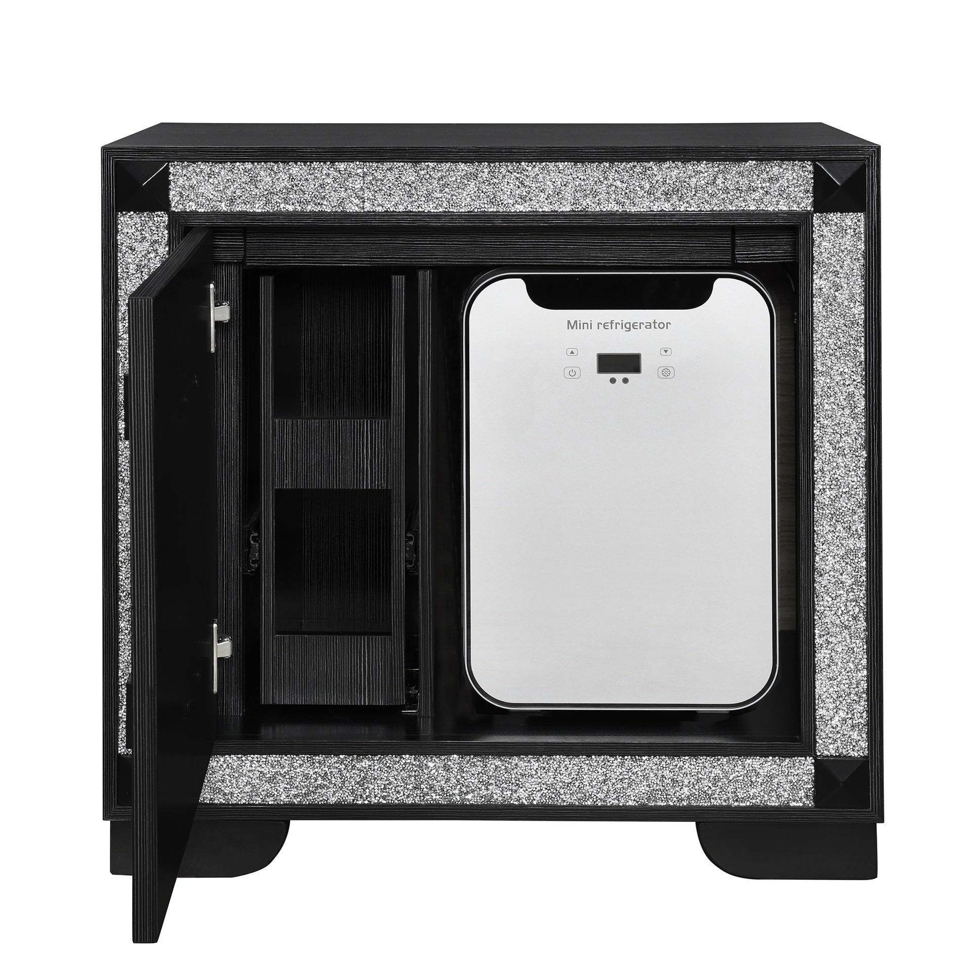 Soulmarie Charcoal Nightstand with Cooler and Speaker
