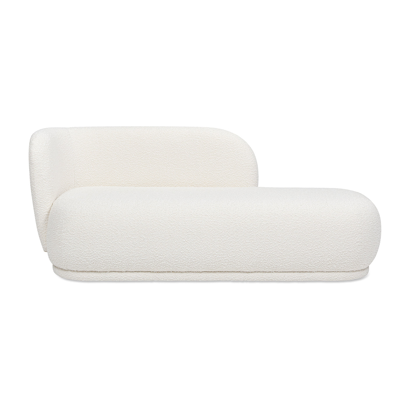 Aire 75" RAF Modern Rounded Chaise Lounge, Ivory White Boucle
