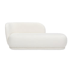 Aire 75" RAF Modern Rounded Chaise Lounge, Ivory White Boucle