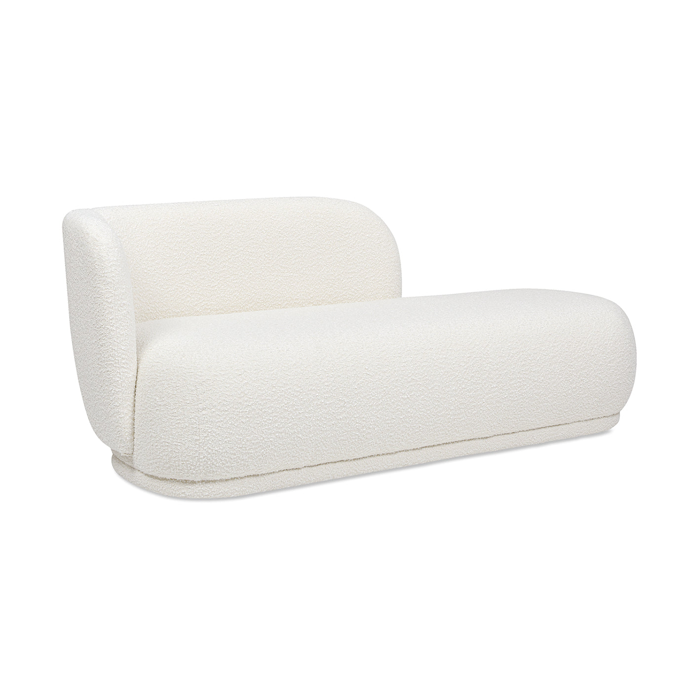 Aire 75" RAF Modern Rounded Chaise Lounge, Ivory White Boucle