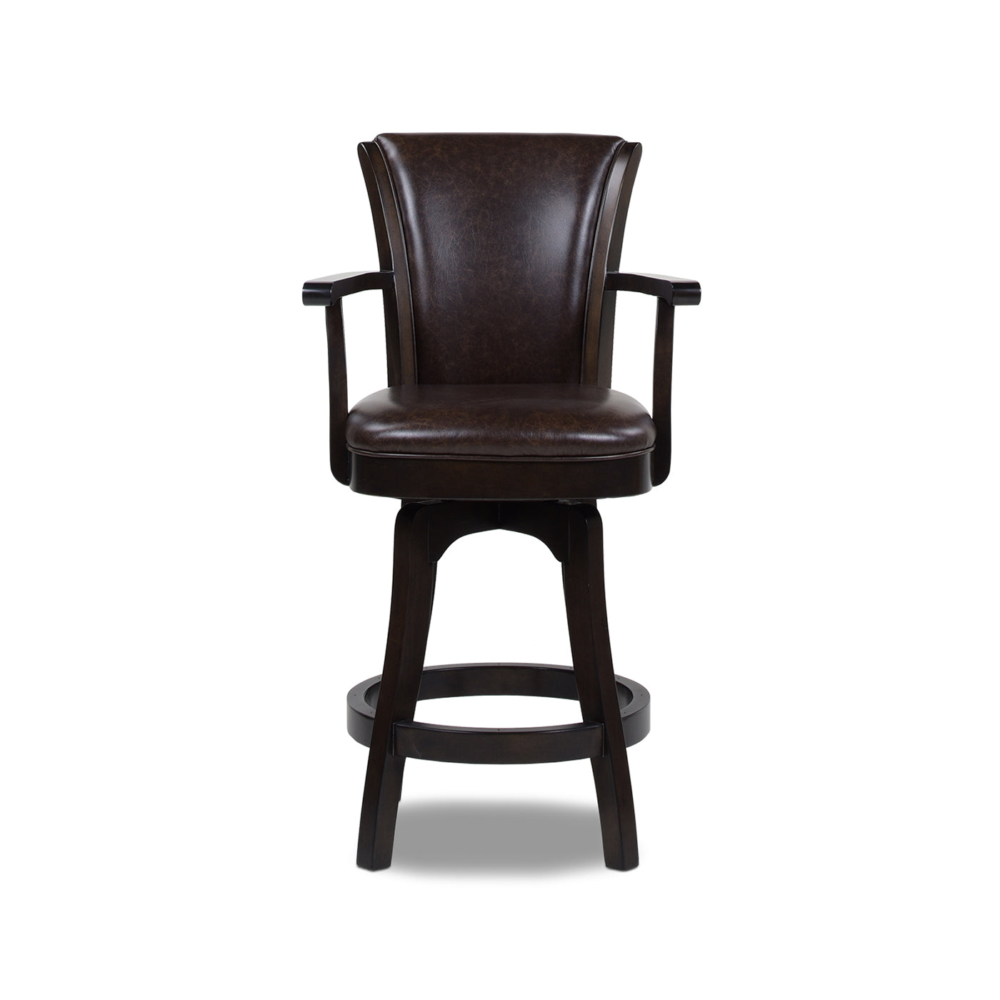 Williams 27in Swivel Counter Height Bar Stool, Vintage Brown Faux Leather