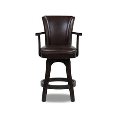 Williams 27in Swivel Counter Height Bar Stool, Vintage Brown Faux Leather