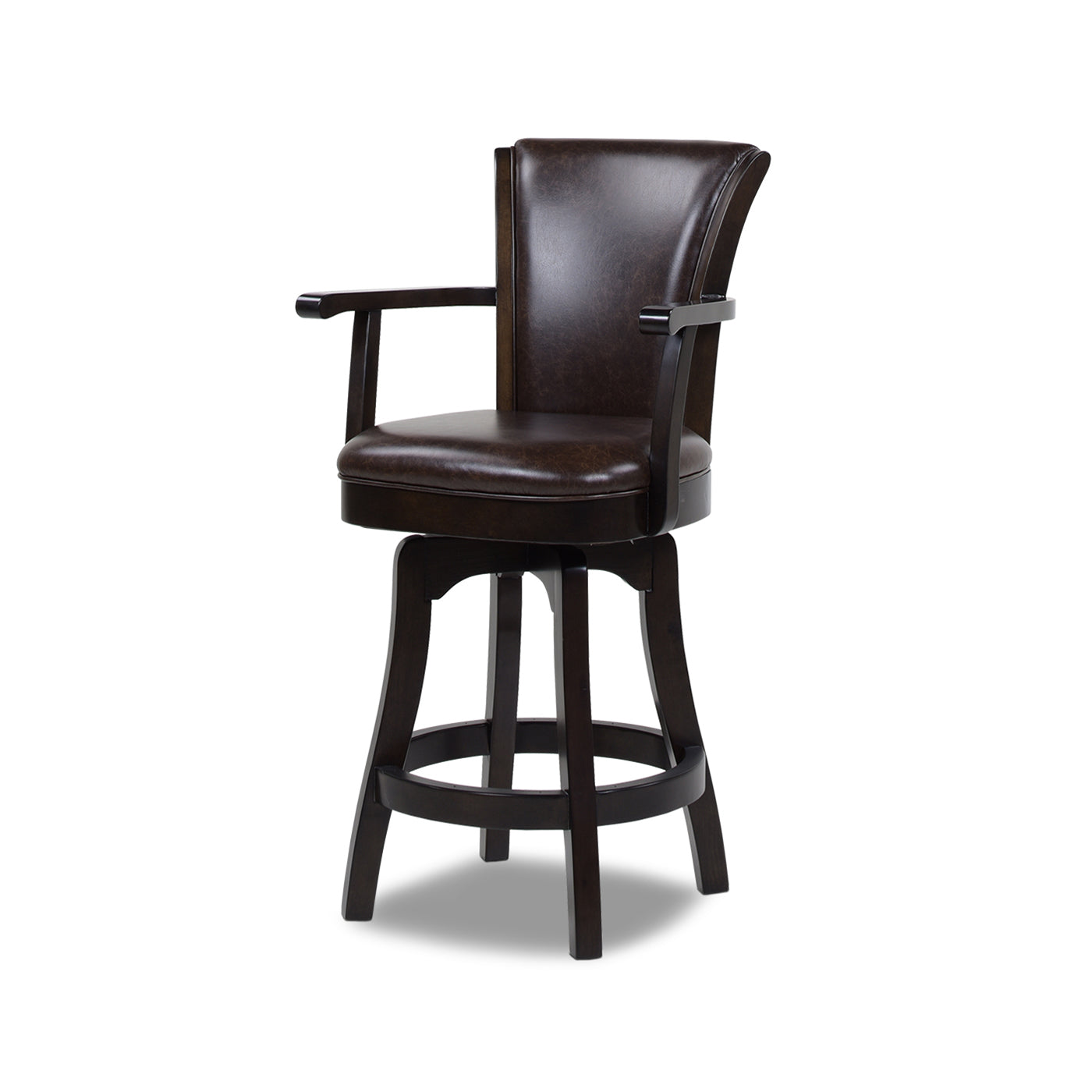 Williams 27in Swivel Counter Height Bar Stool, Vintage Brown Faux Leather