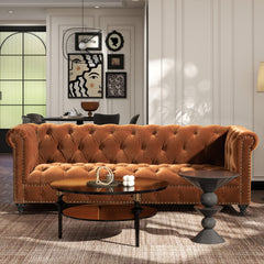 Alto 88" Tufted Chesterfield Sofa, Burnt Orange  Performance Velvet