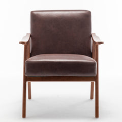 Accent Chair with Microfiber Upholstery and Solid Wood Frame, Classic Mid-Century Modern Living Room Furniture for Extra Seating, Dark Brown
