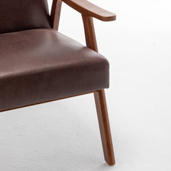 Accent Chair with Microfiber Upholstery and Solid Wood Frame, Classic Mid-Century Modern Living Room Furniture for Extra Seating, Dark Brown