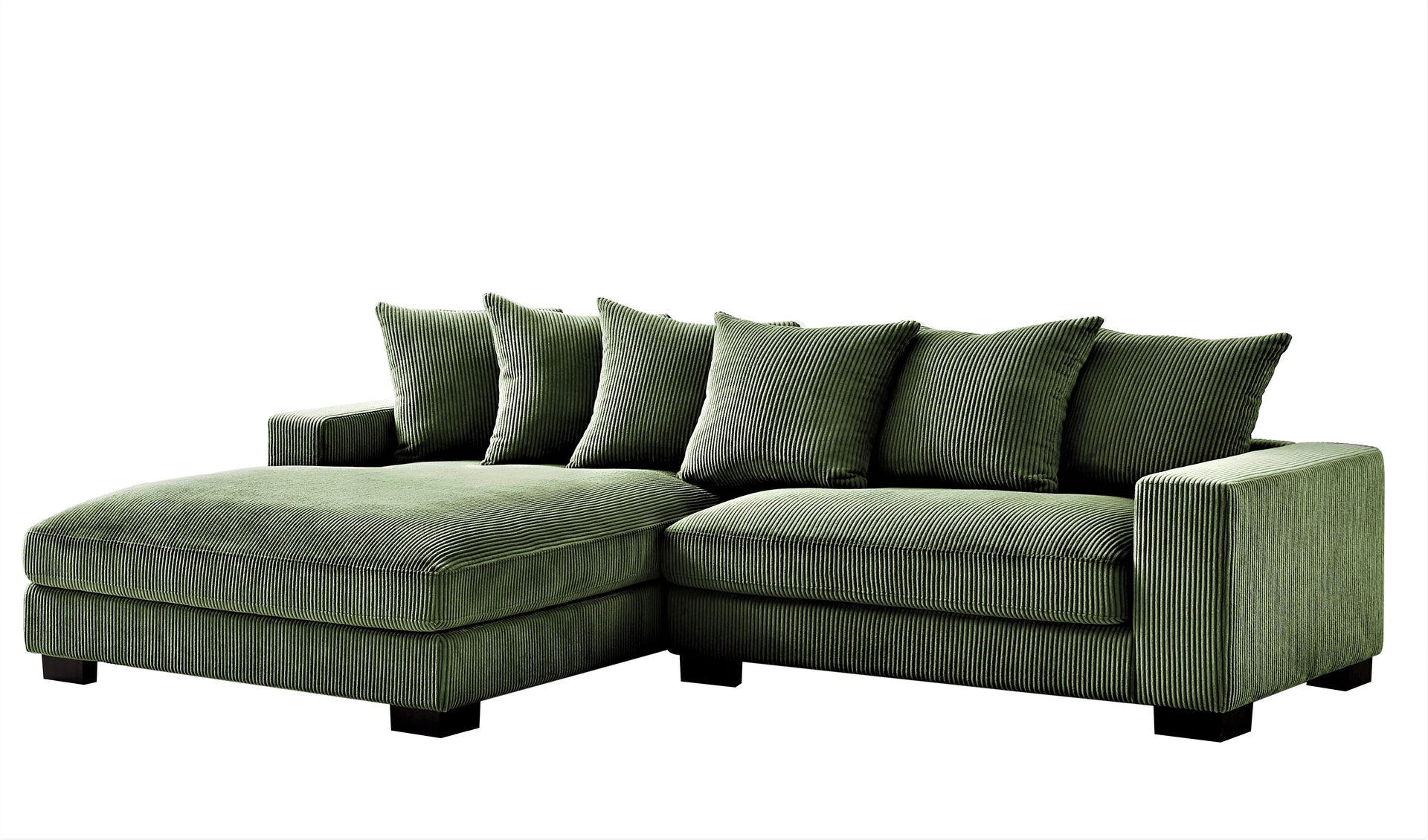 Luxe Oversized Two-Piece Left Facing Sectional Couches for Living Room, 102.4-Inch L Shaped Sofa with Chaise, Upholstered with Corduroy Fabric, Dark Green