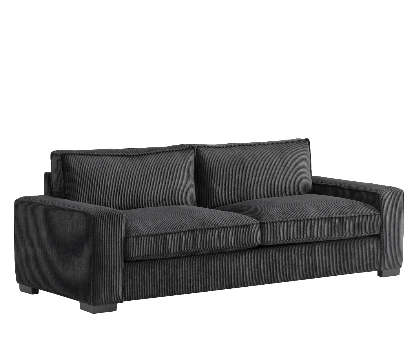 Luxe Corduroy Sofa with Sleek Design, Spacious and Comfortable 3 Seater Couch for Modern Living Room, Ideal for Entertainment and Cozy Moments, Large, Black