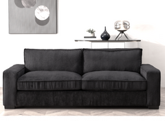 Luxe Corduroy Sofa with Sleek Design, Spacious and Comfortable 3 Seater Couch for Modern Living Room, Ideal for Entertainment and Cozy Moments, Large, Black