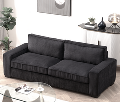 Luxe Corduroy Sofa with Sleek Design, Spacious and Comfortable 3 Seater Couch for Modern Living Room, Ideal for Entertainment and Cozy Moments, Large, Black