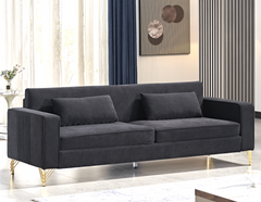 Aesthetic 85.8" Velvet Sofas for Living Room, 3 Seater Couch with Classic Modern Appeal and Luxurious Soft Comfort, Easy to Maintain, Black