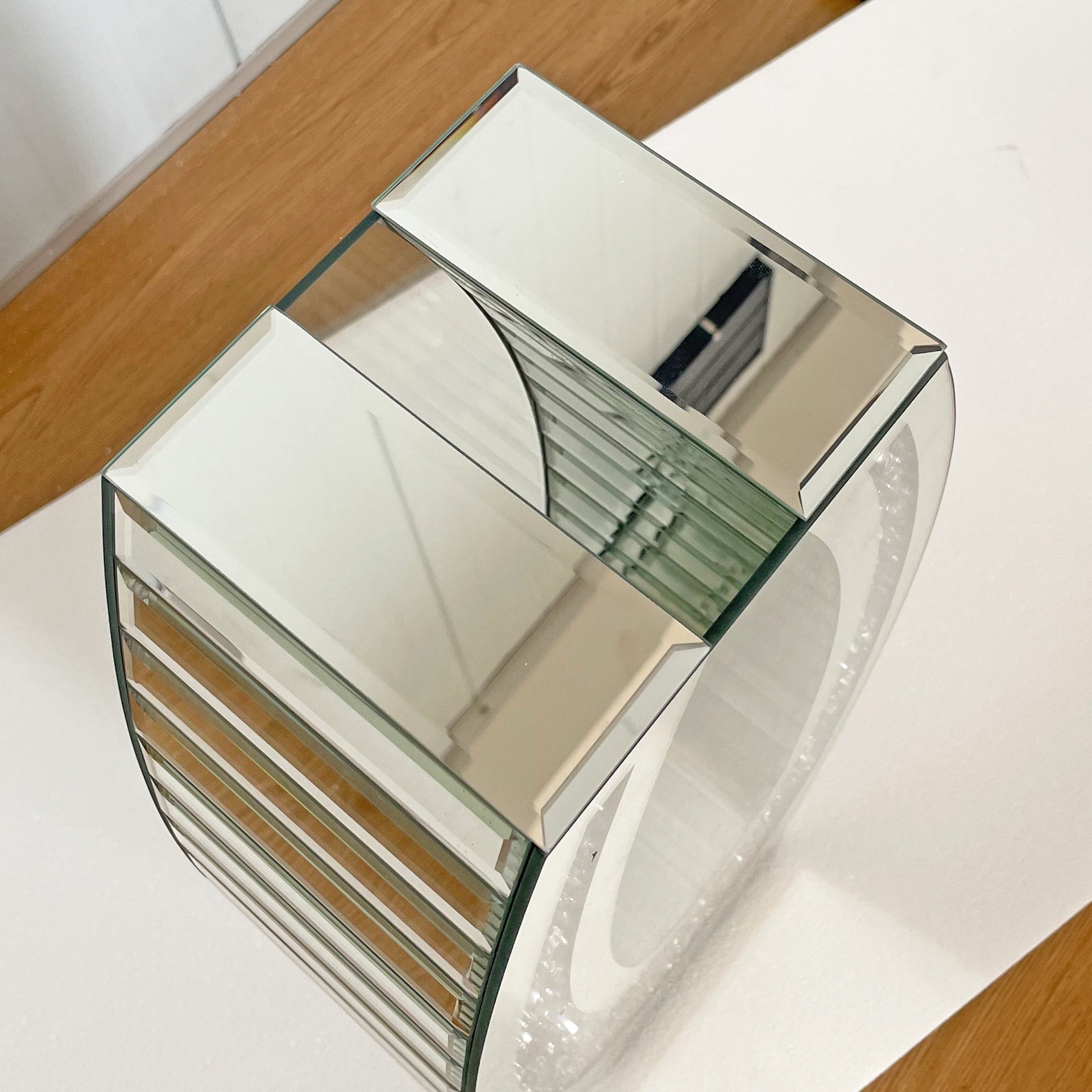 35.82"U-shaped Tall silver glass acrylic crushed diamond floor vase, transparent glass body modern decorative mirror vase, large home decor living room entrance, office vase