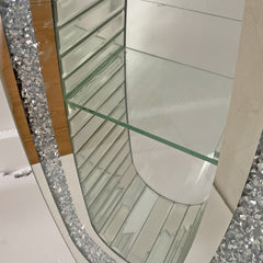 35.82"U-shaped Tall silver glass acrylic crushed diamond floor vase, transparent glass body modern decorative mirror vase, large home decor living room entrance, office vase