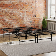 Metal Mattress Foundation Bed Frame, Cal King Size Bed Base, Bedroom Furniture, Black