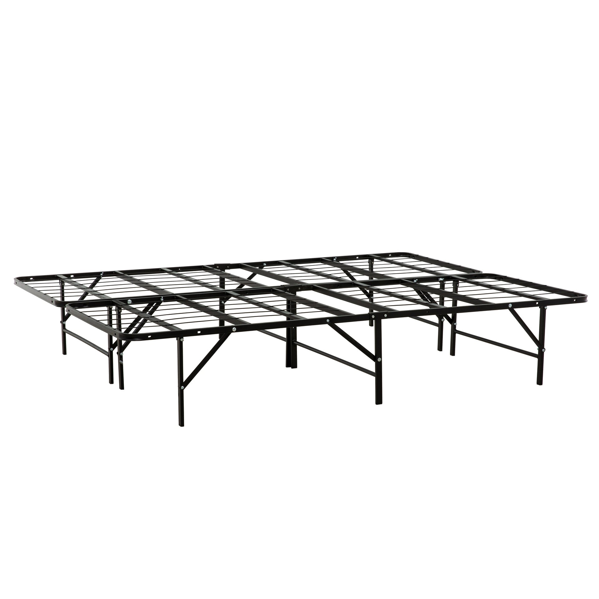 Metal Mattress Foundation Bed Frame, Cal King Size Bed Base, Bedroom Furniture, Black