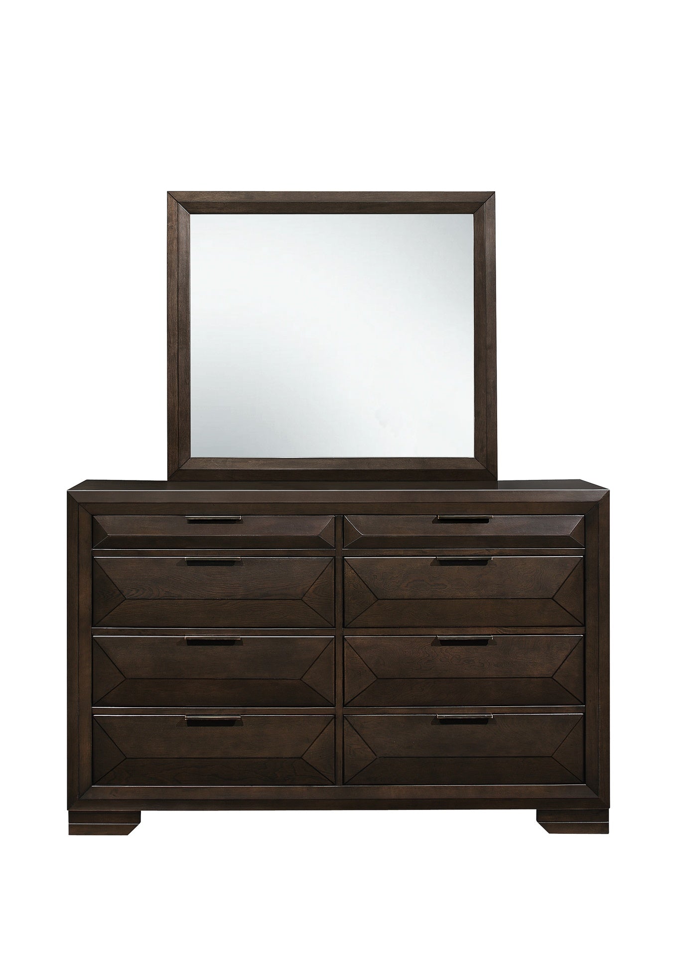 Contemporary Design 8-Drawers Dresser 1pc Bedroom Furniture Warm Espresso Finish Raised Panel Front