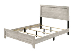 Whitewashed Wood Finish 1pc Queen Size Panel Bed Beautiful Wooden Bedroom Furniture Contemporary Style