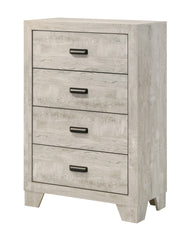 1pc Transitional 4-Drawer Tall Chest Metal Hardware Whitewashed Wood Finish Wooden Bedroom Furniture