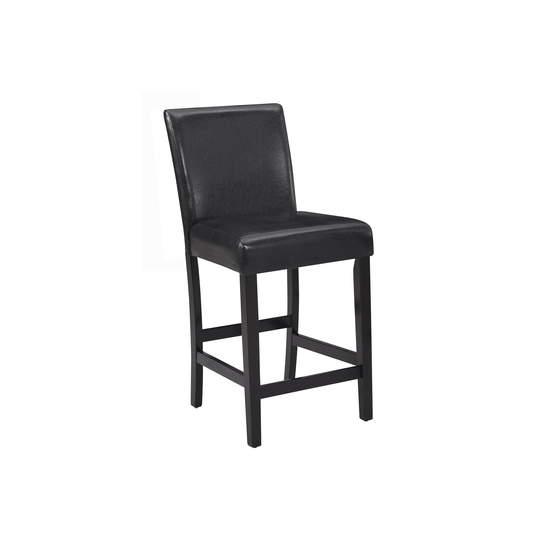 5pc Counter Height Dining Set Square White Faux Marble Table Faux Leather Upholstered Chairs Wooden Leg Dining Room Furniture Black