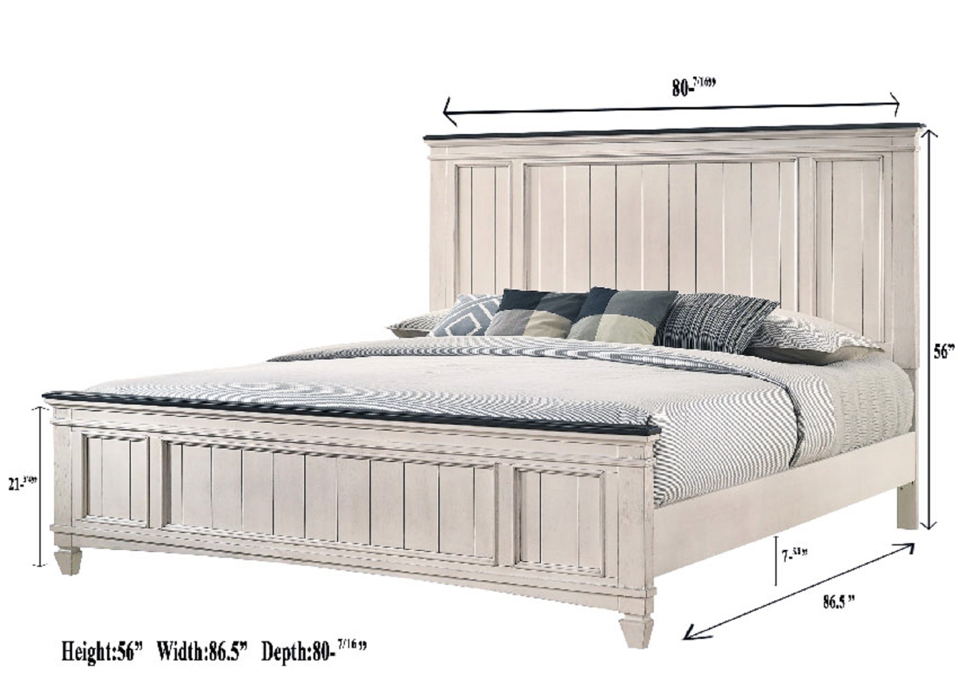 1pc Rustic Cottage Style Brown Finish King Size Panel Bed w Built in Bench Footboard Solid Wood Wooden Bedroom Furniture
