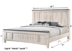 1pc Rustic Cottage Style Brown Finish King Size Panel Bed w Built in Bench Footboard Solid Wood Wooden Bedroom Furniture