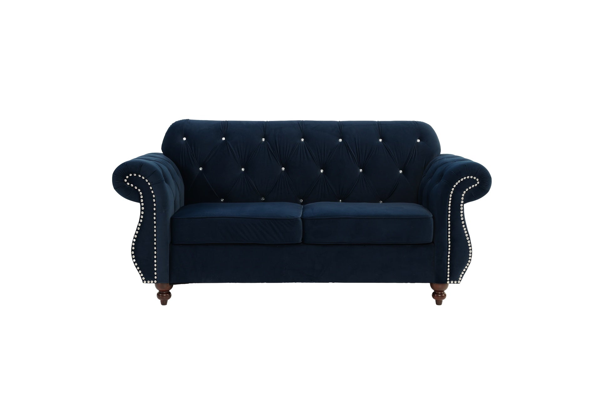 Formal Luxury Look 1pc Indigo Velvet Loveseat w Pillows Living Room Furniture 2-Seat Couch