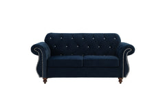 Formal Luxury Look 1pc Indigo Velvet Loveseat w Pillows Living Room Furniture 2-Seat Couch