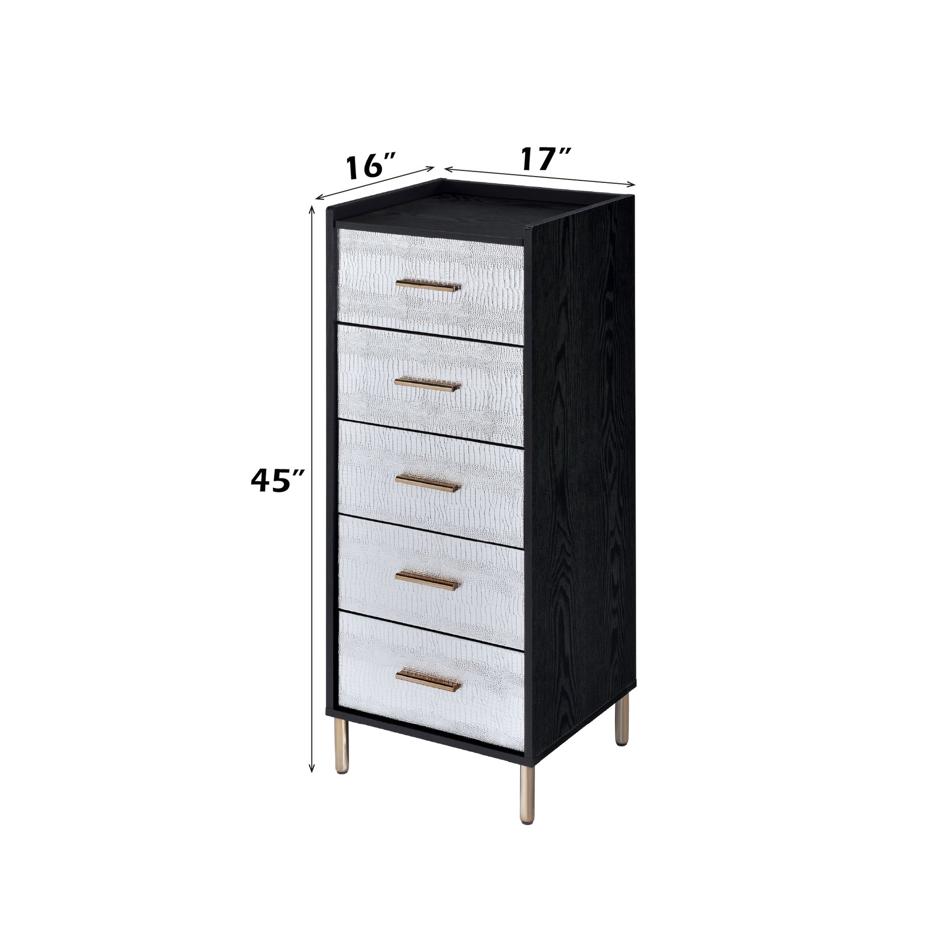 Myles Black, Silver & Gold Finish Jewelry Armoire