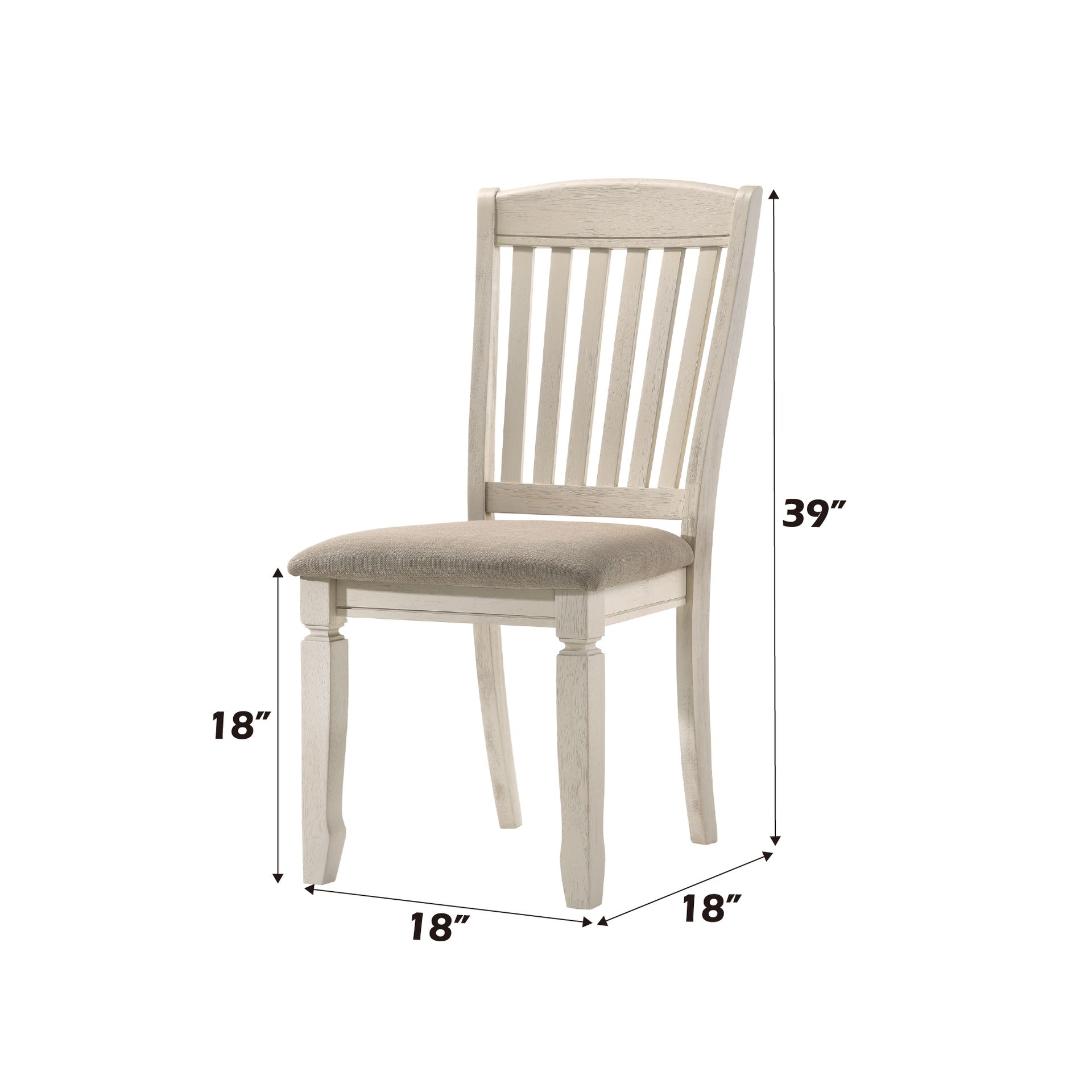 Fedele Tan Fabric & Cream Finish Side Chair (Set of 2)