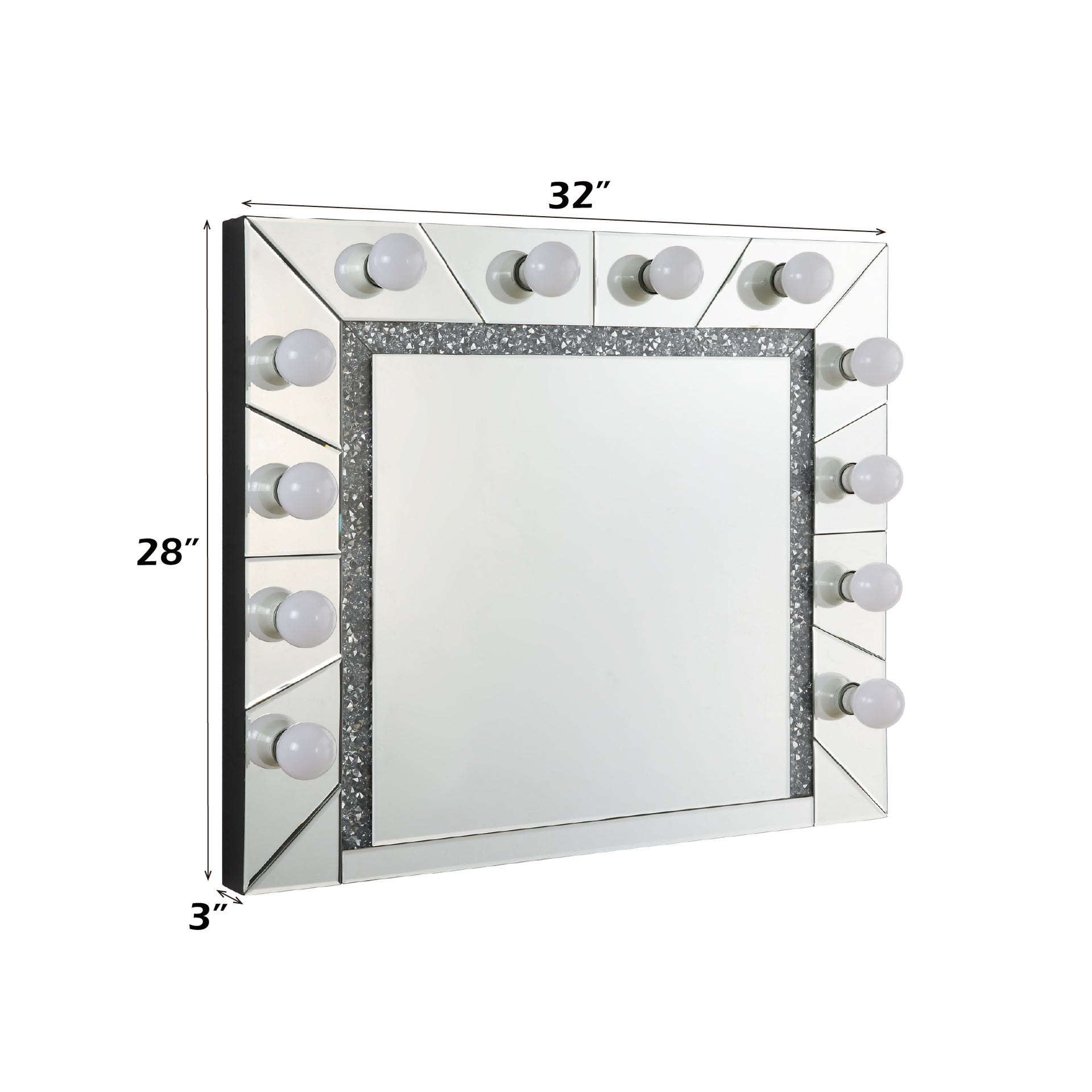 Noralie Mirrored & Faux Diamonds Accent Mirror (Assembled)