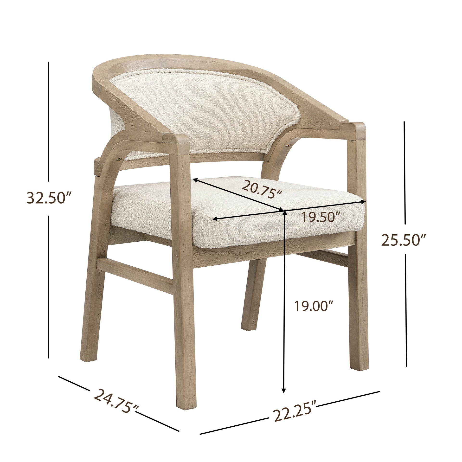 Wooden Frame Dining Chair with upholstere back,Frame color Light Ash,set of 2