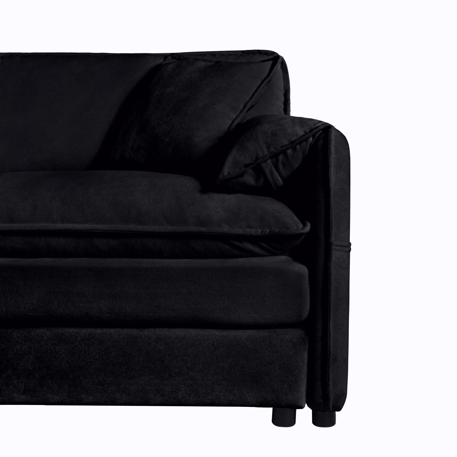 Deep Seat Sectional Cloud Sofa with 2 Ottomans & Soft Pillows, Loveseat Modular Couch for Living Room, Apartment,DIY Combination,Black