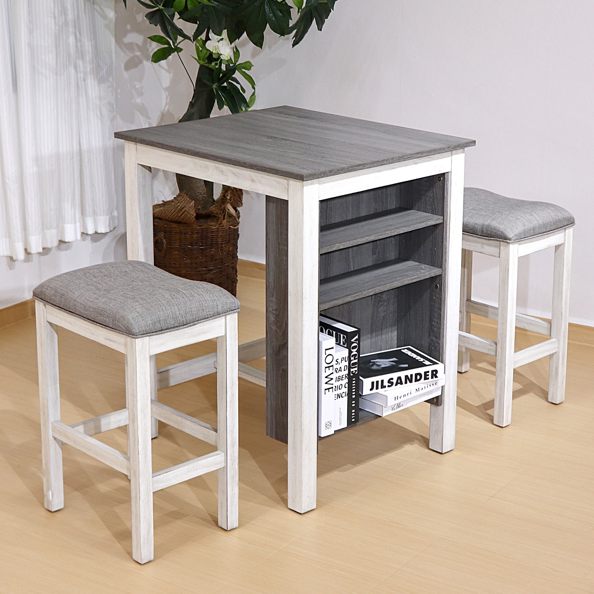 3 Pieces Counter Set Storage Space For Small Space Modern Farmhouse Design Retro Design Easy to Assembly