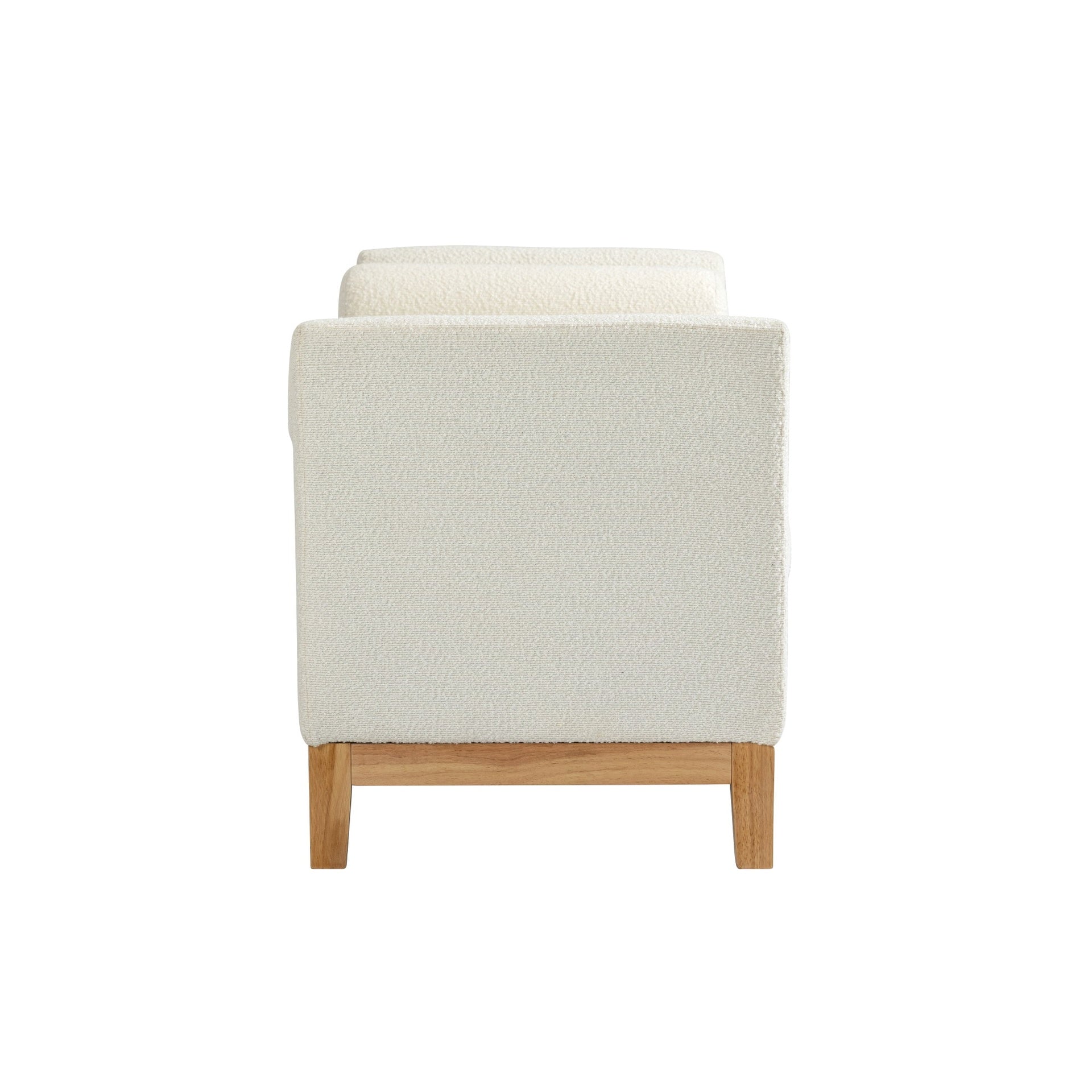 54.3"W Elegant Upholstered Bench, Ottoman with Wood Legs & 2 Bolster Pillows for End of Bed, Bedroom, Living Room, Entryway ,Ivory