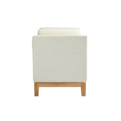 54.3"W Elegant Upholstered Bench, Ottoman with Wood Legs & 2 Bolster Pillows for End of Bed, Bedroom, Living Room, Entryway ,Ivory
