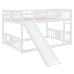 Full Over Full Bunk Bed with Ladder with Slide, White