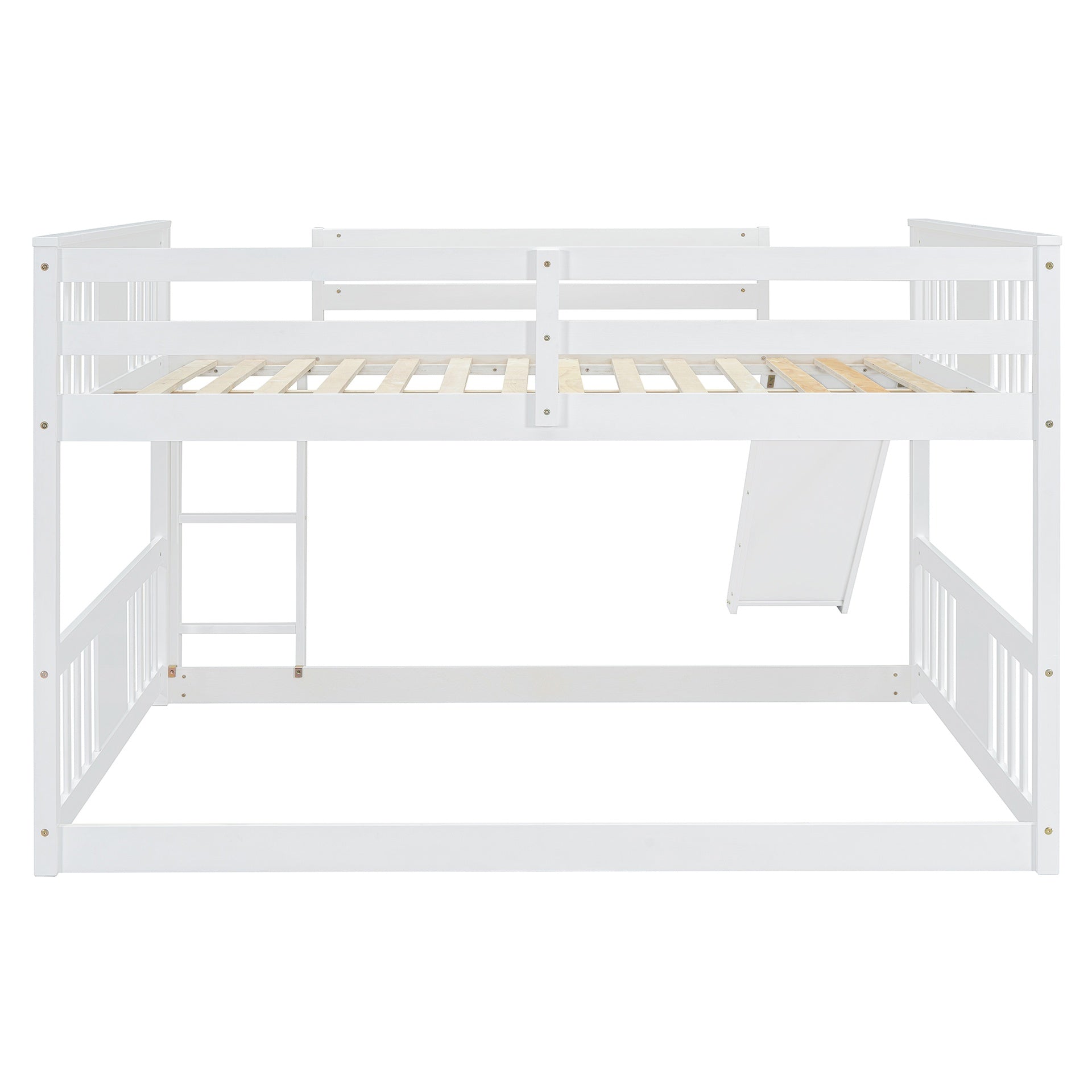 Full Over Full Bunk Bed with Ladder with Slide, White